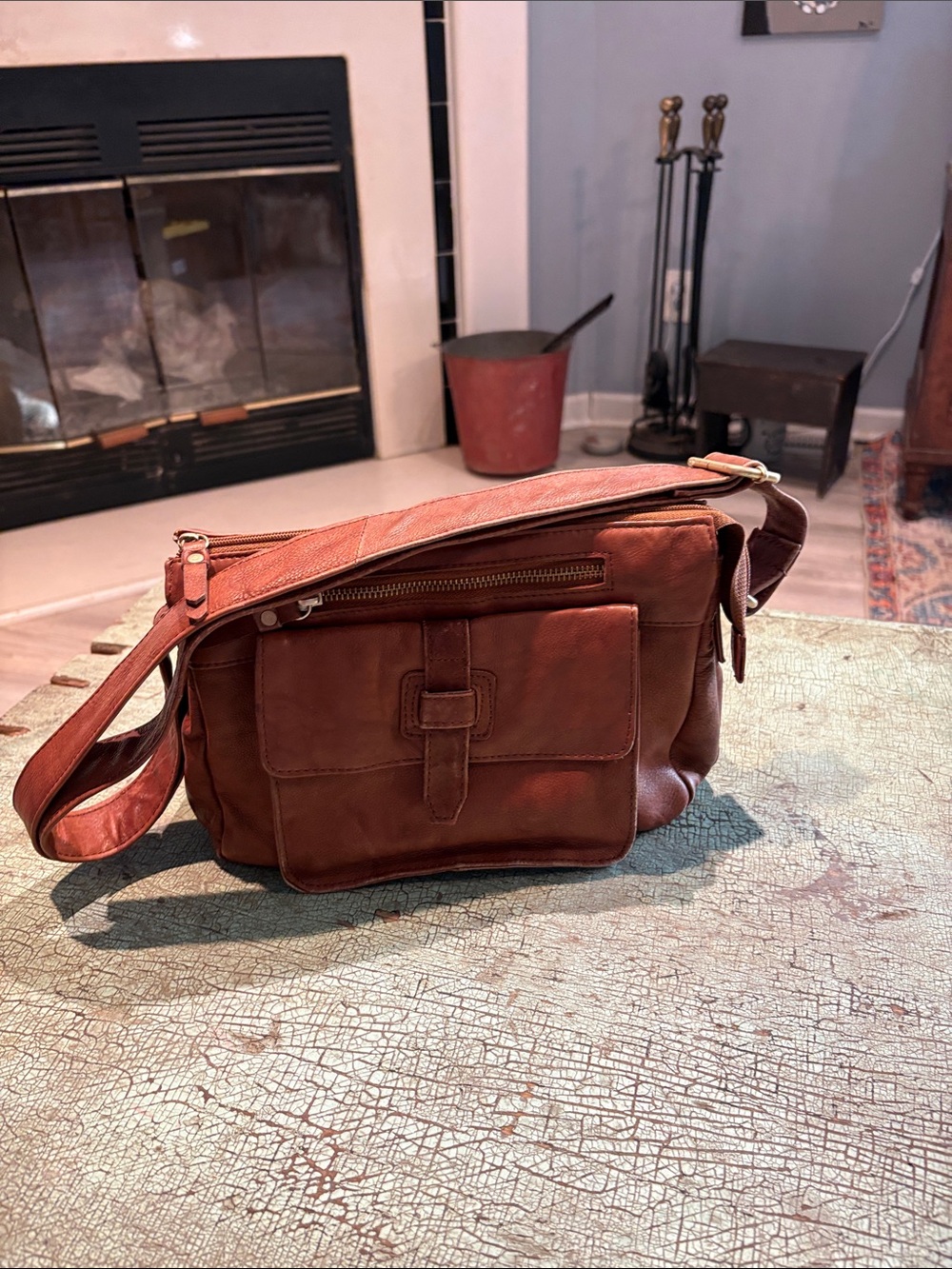 Great American Leatherworks Brown Leather Organizer Crossbody Bag - Picture 2 of 9